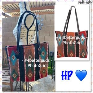 Handwoven Wool Maya Modern Southwest Print Kilim Blanket Lined Purse Handbag